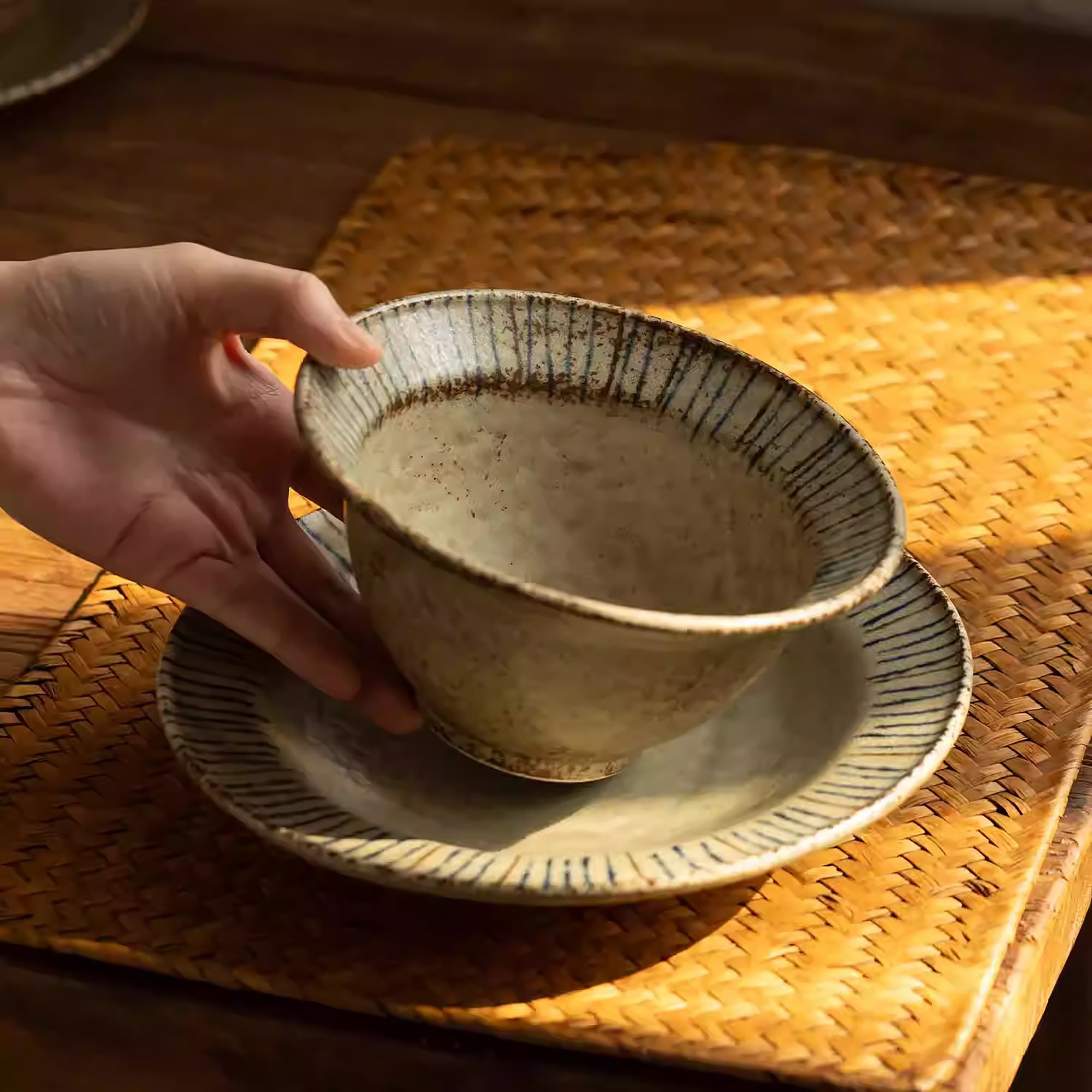 Vaisselle Mino-yaki motif “aiguilles de pin Tokusa”