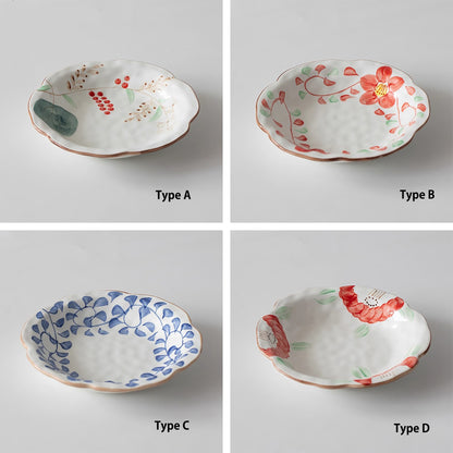 Assiette en céramique Minoyaki style fleurs japonaise