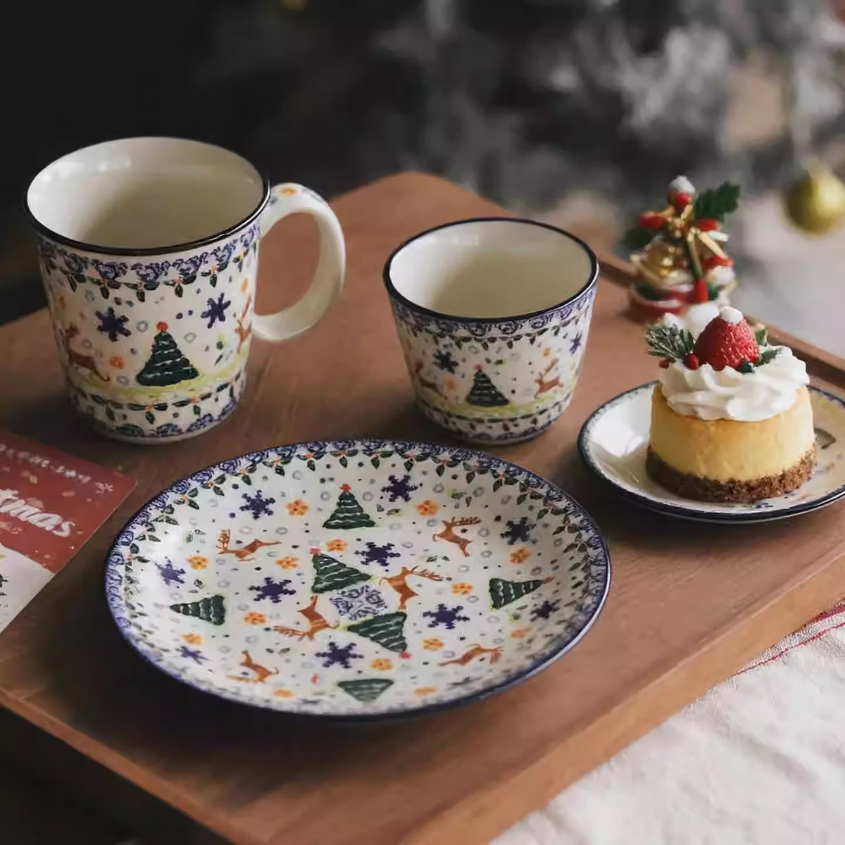Weihnachtsteller aus Keramik im Vintage-Stil – MinoCraft