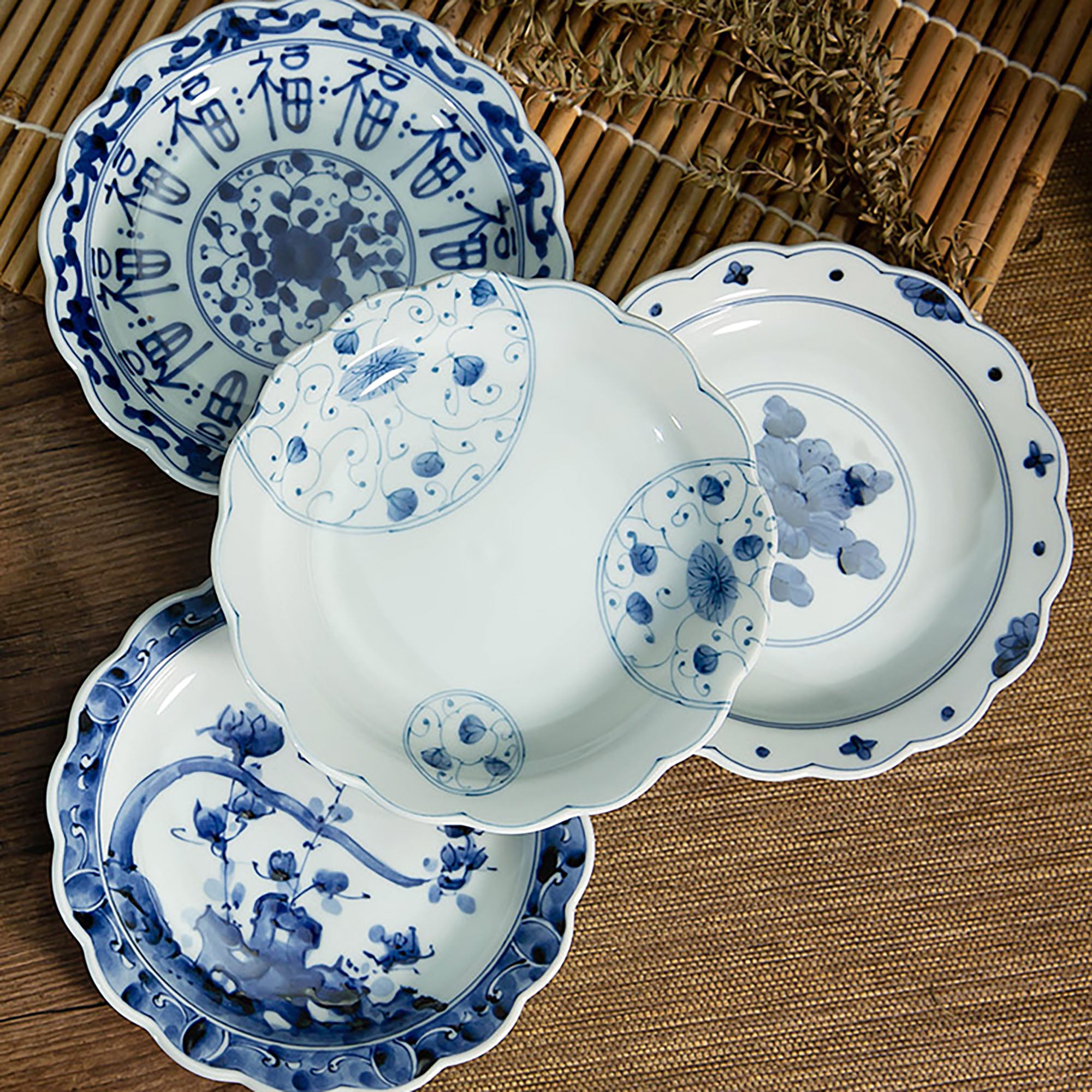 ASSIETTE ROND BLEU BLANC