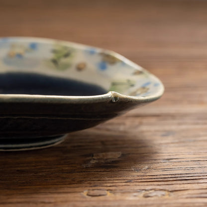Assiette en céramique Setoyaki avec motifs floraux