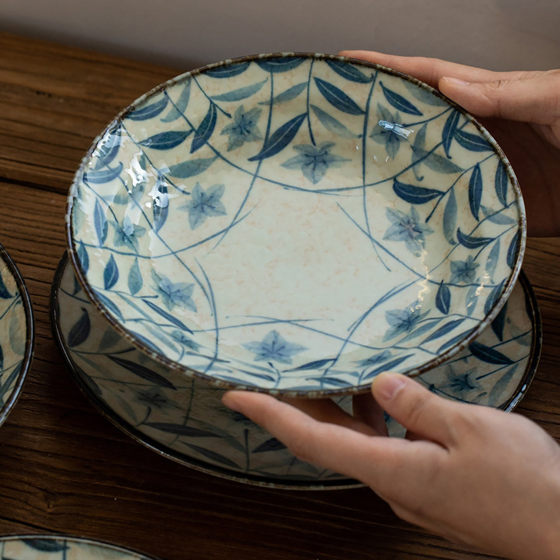 assiette plate vintage campanules bleu