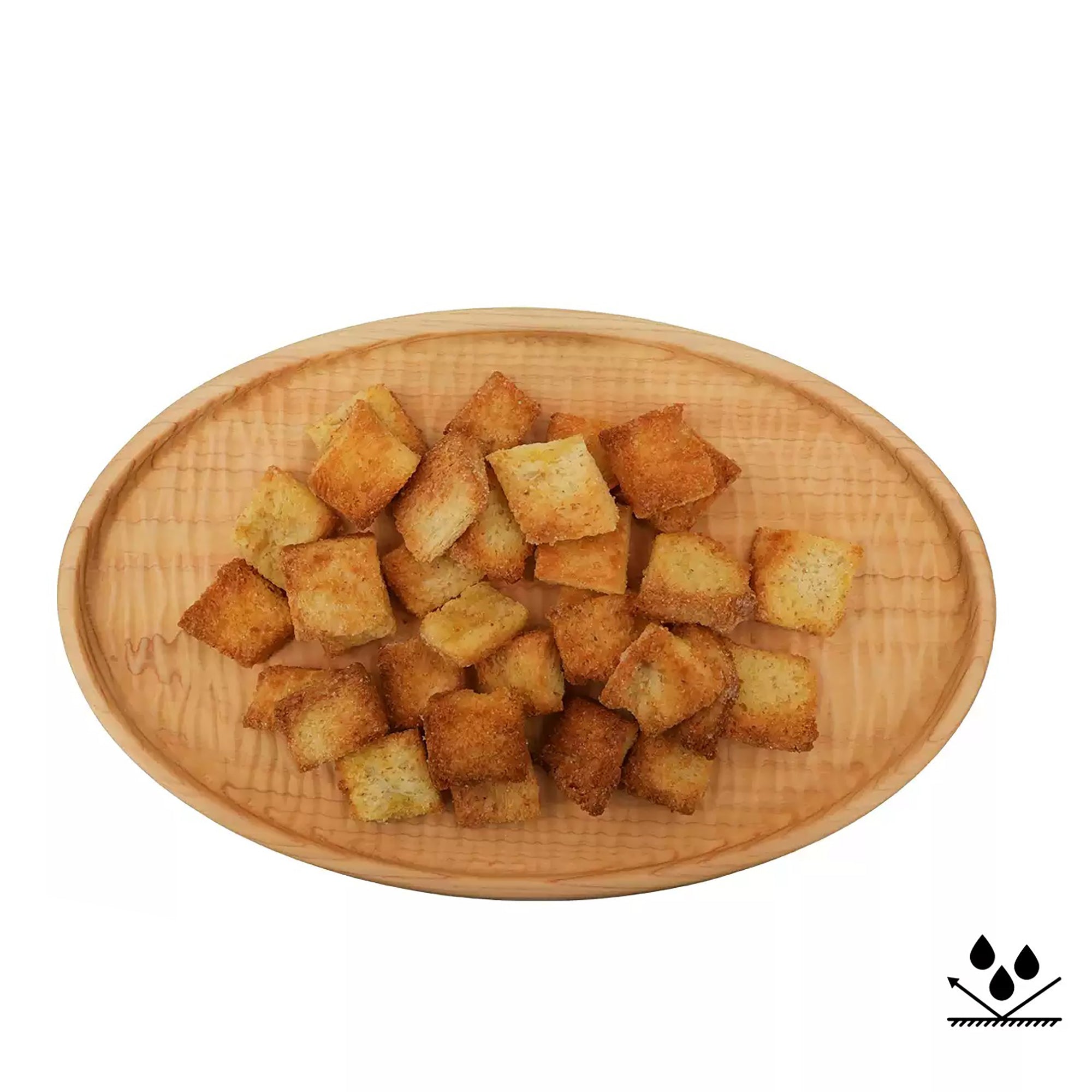 Assiette ovale en bois Hinoki massif à motif ondulé