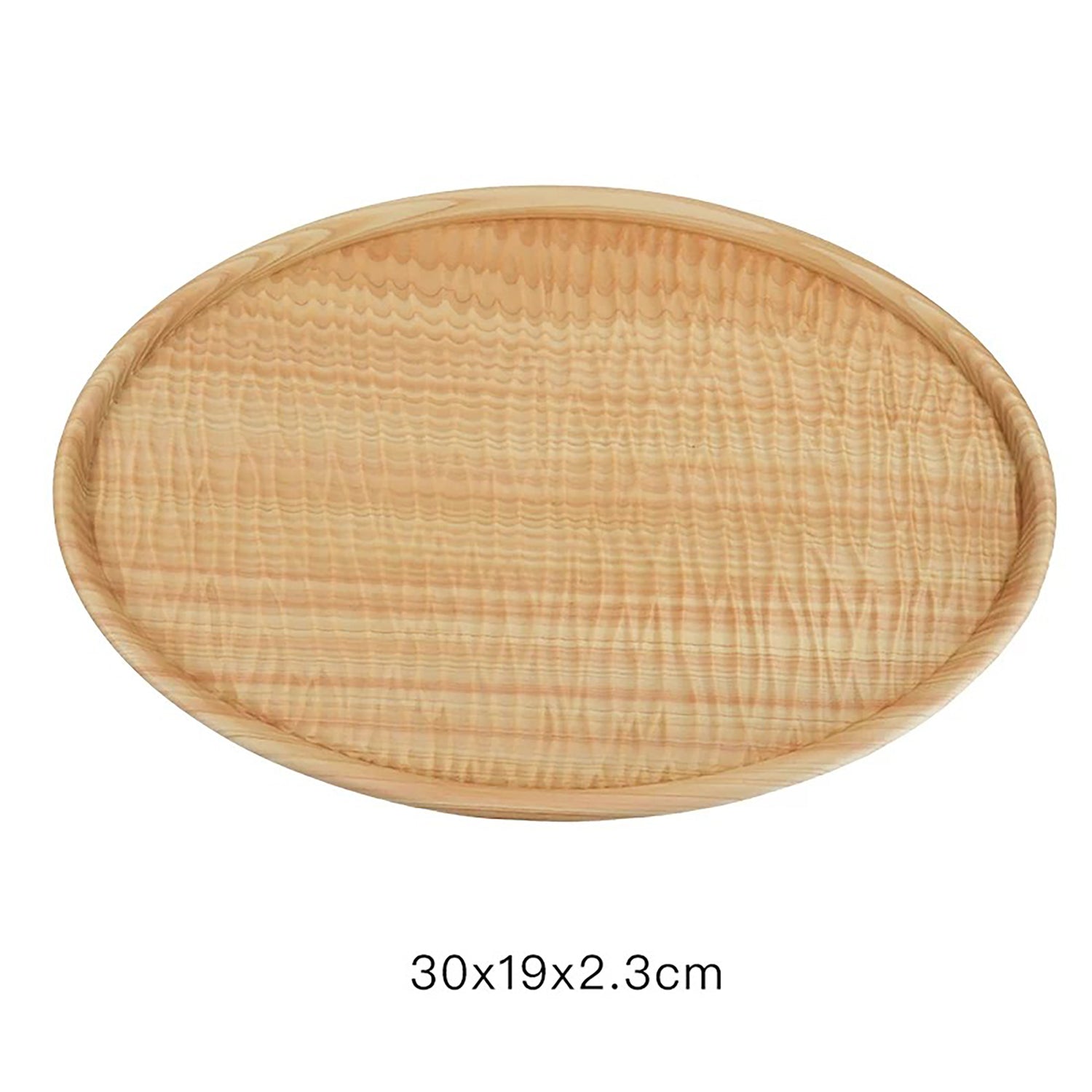 Assiette ovale en bois Hinoki massif à motif ondulé