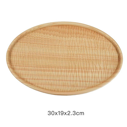 Assiette ovale en bois Hinoki massif à motif ondulé