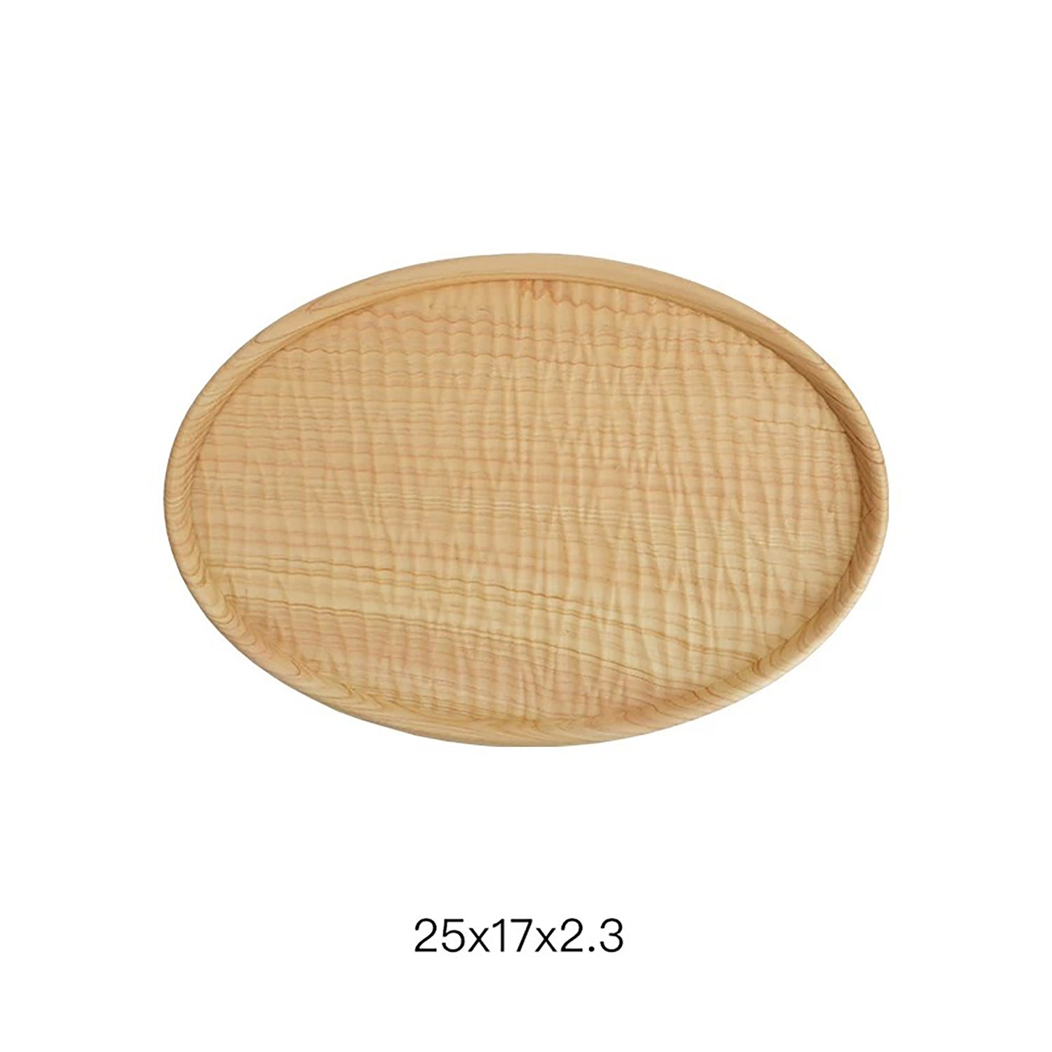 Assiette ovale en bois Hinoki massif à motif ondulé