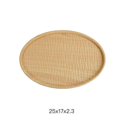 Assiette ovale en bois Hinoki massif à motif ondulé