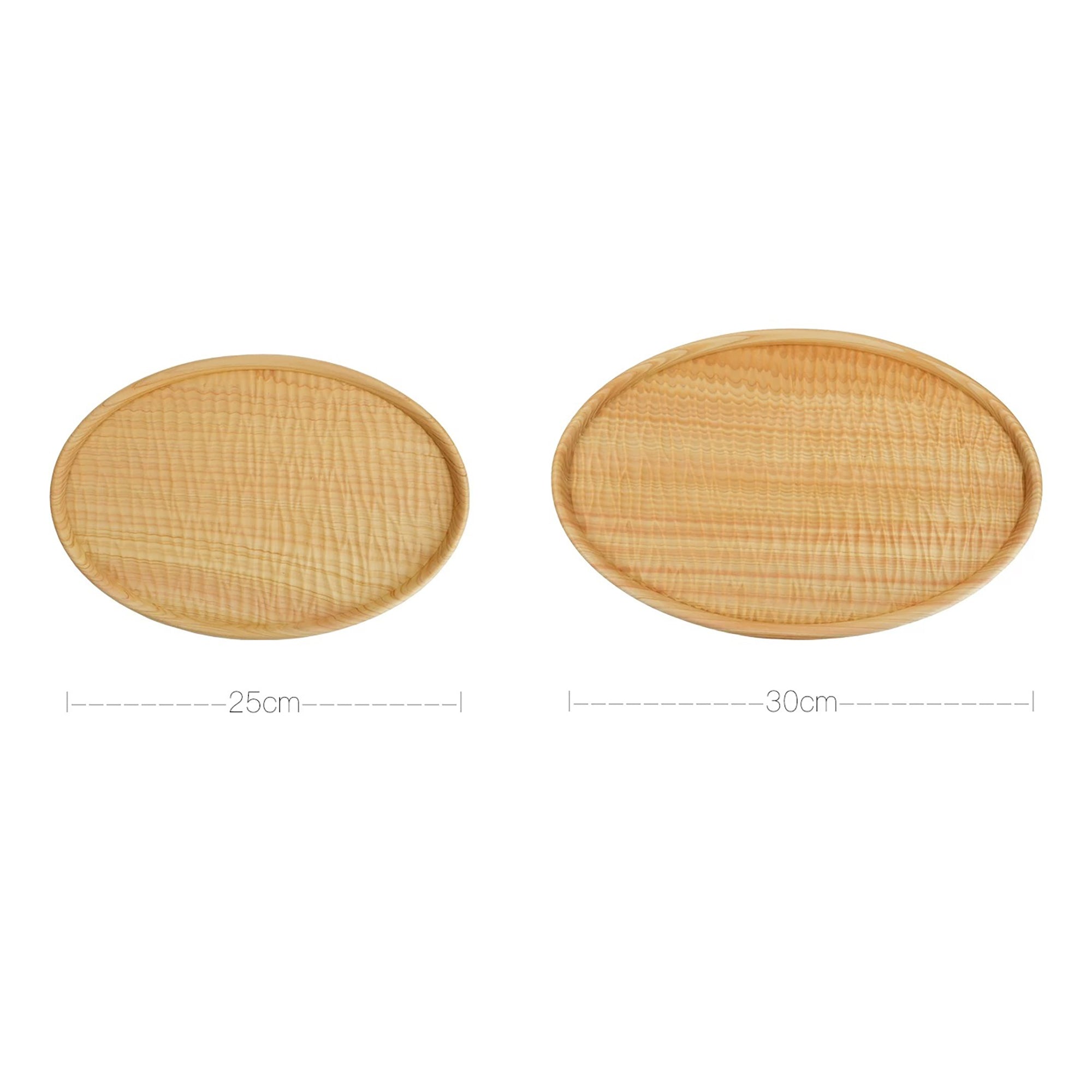 Assiette ovale en bois Hinoki massif à motif ondulé