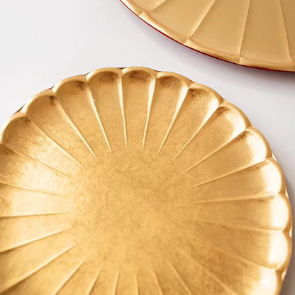 Assiette Yamanaka laque feuille d’or forme fleur