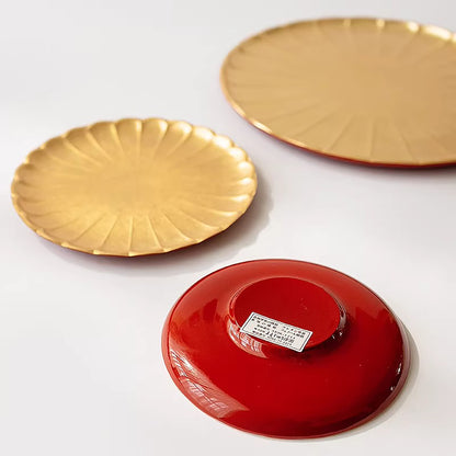 Assiette Yamanaka laque feuille d’or forme fleur