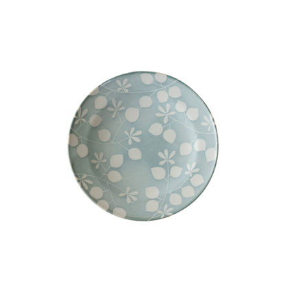 Assiette Mino-yaki en céramique à motifs floraux bleus