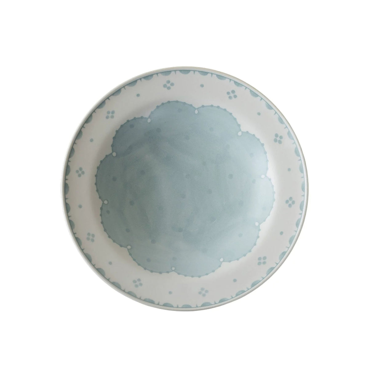 Assiette Mino-yaki en céramique à motifs floraux bleus
