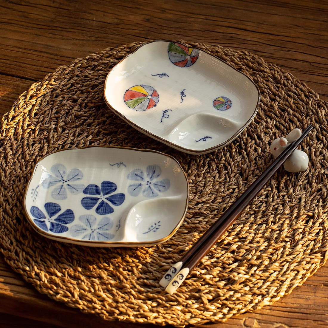 Assiette compartimentée en céramique Minoyaki