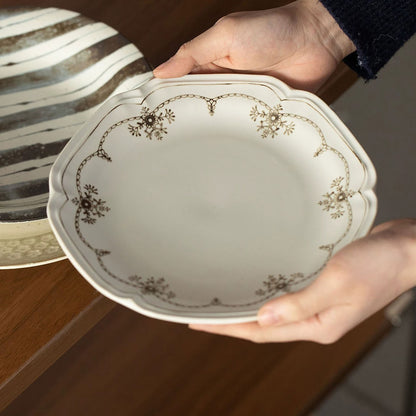 Assiette japonaise Mino-yaki en céramique aux motifs rétro