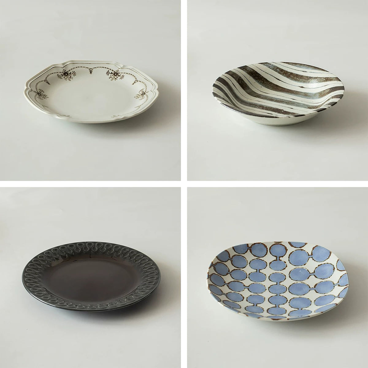 Assiette japonaise Mino-yaki en céramique aux motifs rétro