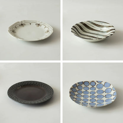 Assiette japonaise Mino-yaki en céramique aux motifs rétro