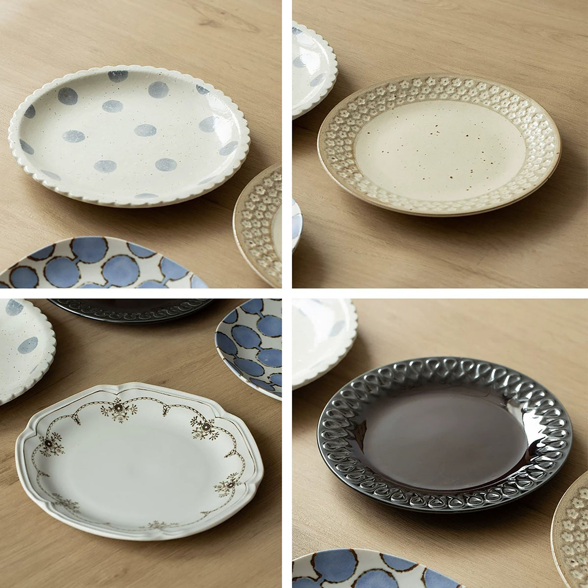 Assiette japonaise Mino-yaki en céramique aux motifs rétro