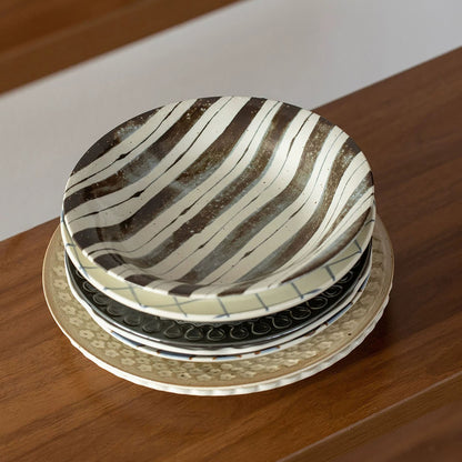 Assiette japonaise Mino-yaki en céramique aux motifs rétro