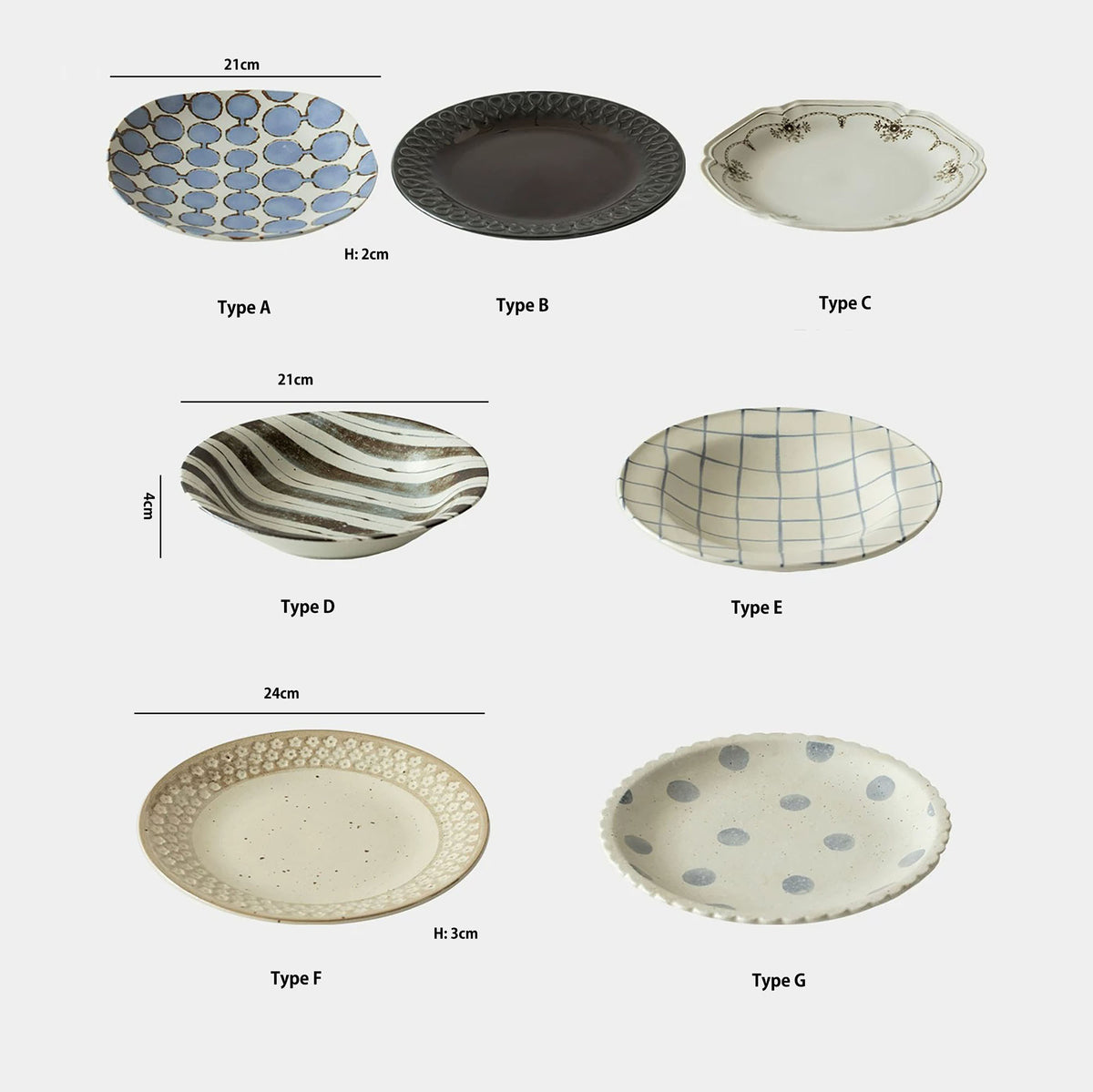 Assiette japonaise Mino-yaki en céramique aux motifs rétro