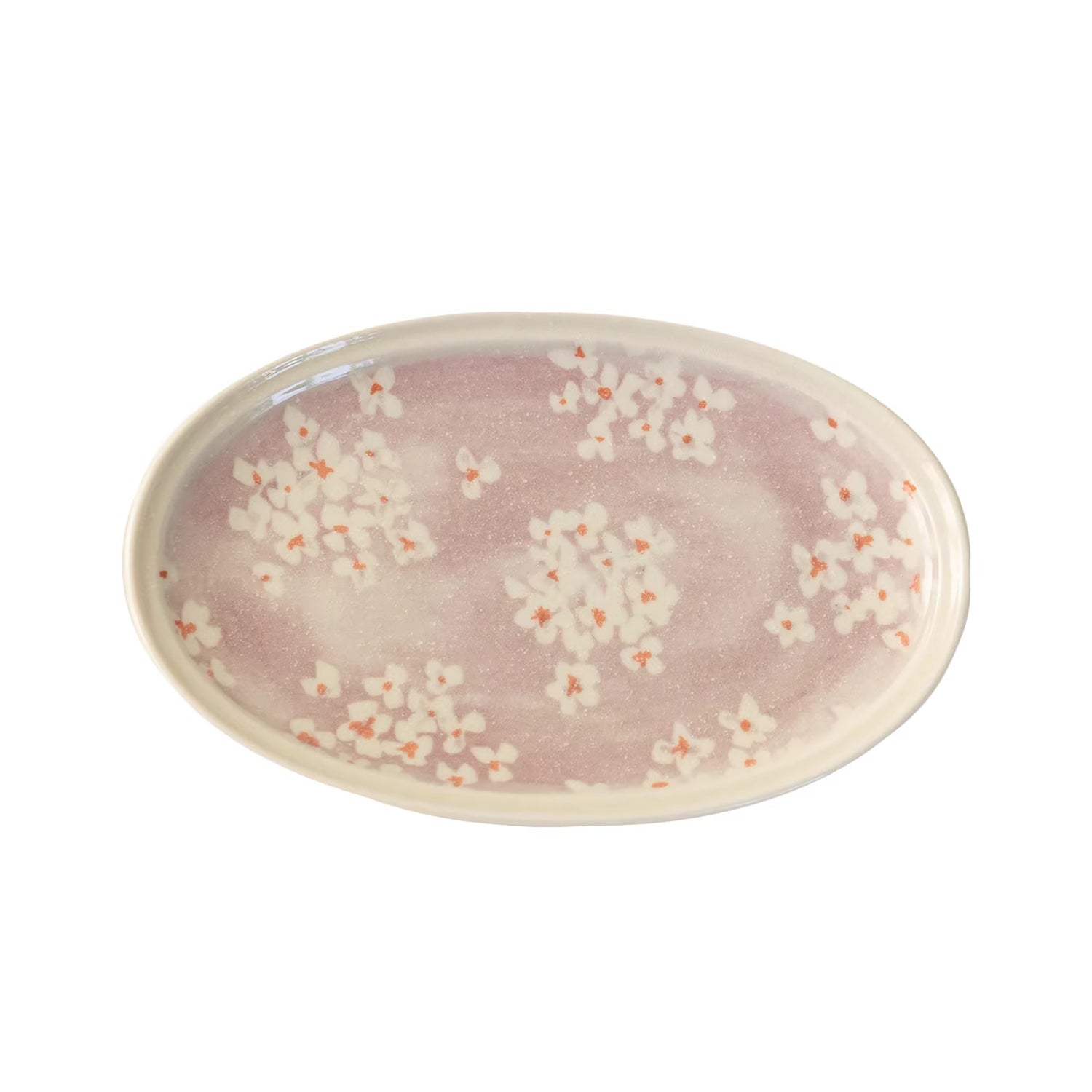 Assiette ovale Minoyaki motif narcisse peinte main