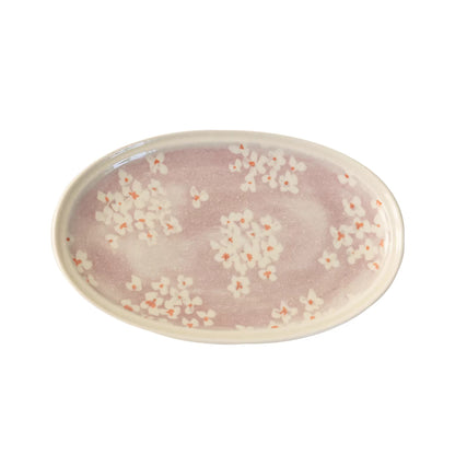 Assiette ovale Minoyaki motif narcisse peinte main