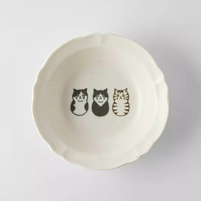 Assiette japonaise Seto yaki avec chats mignon
