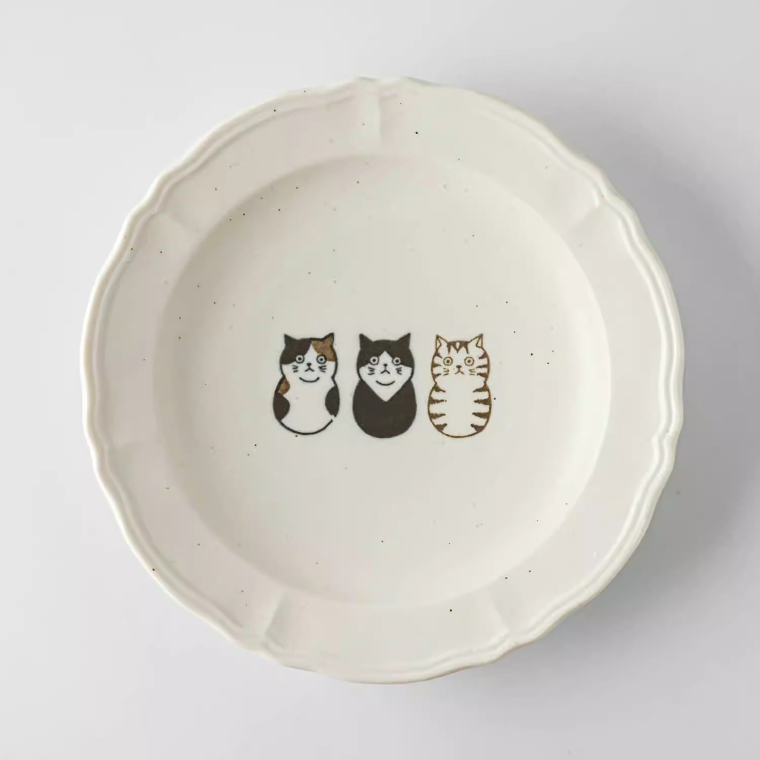 Assiette japonaise Seto yaki avec chats mignon