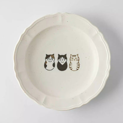 Assiette japonaise Seto yaki avec chats mignon