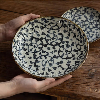 Assiette Minoyaki motif Tako Karakusa