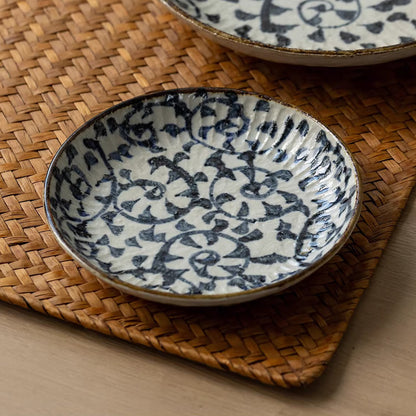 Assiette Minoyaki motif Tako Karakusa