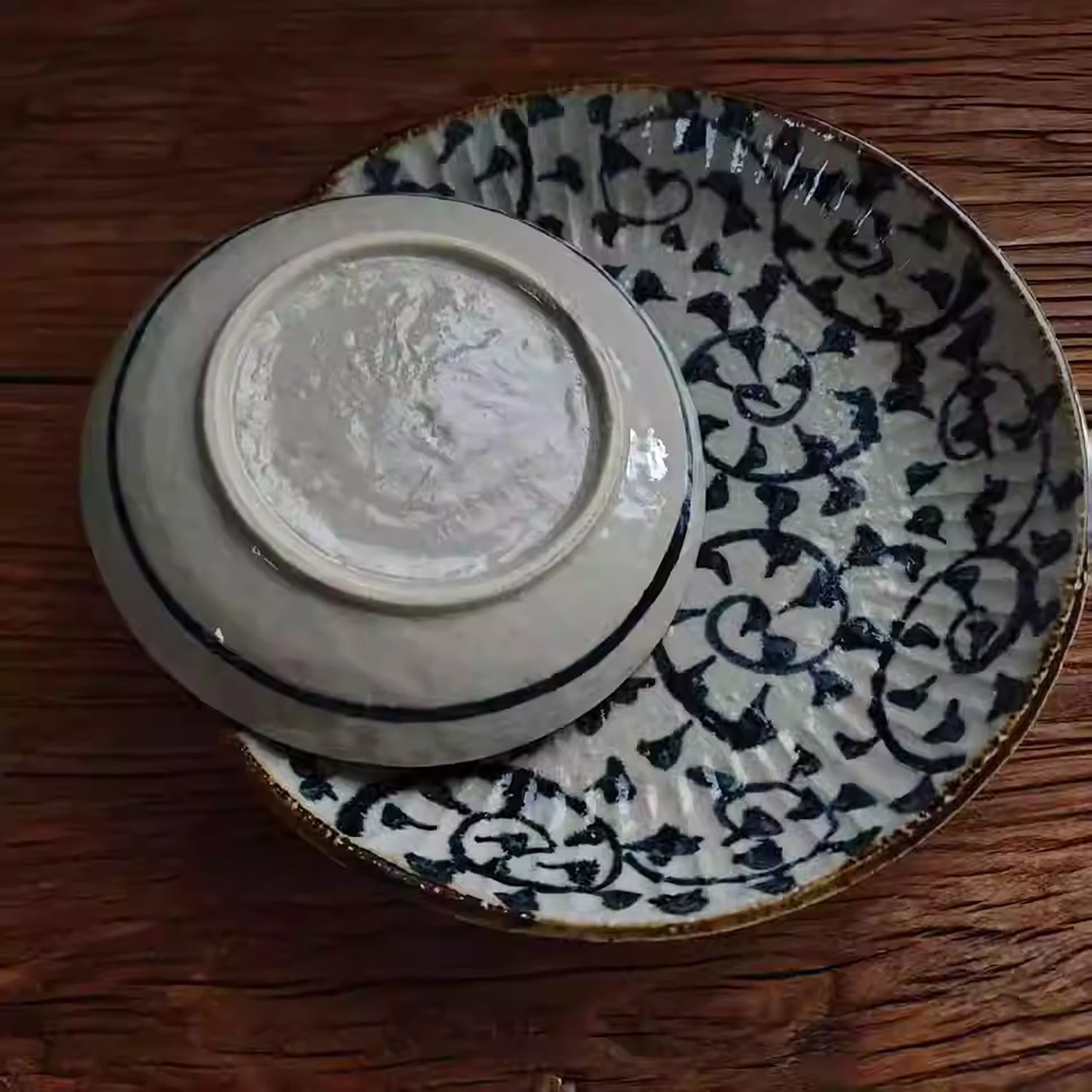 Assiette Minoyaki motif Tako Karakusa