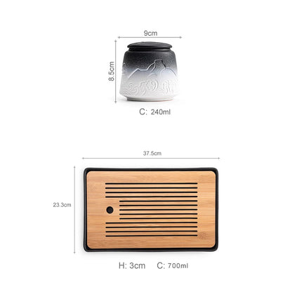 Ensemble théière Automatique en Céramique avec gravure Montagnes et Mers