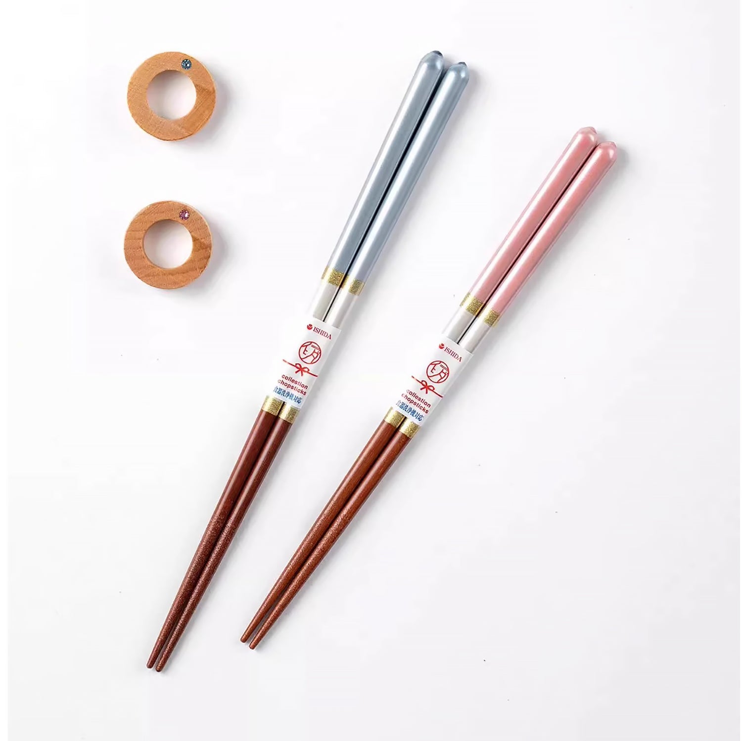 Baguettes Ishida en bois naturel avec coffret cadeau