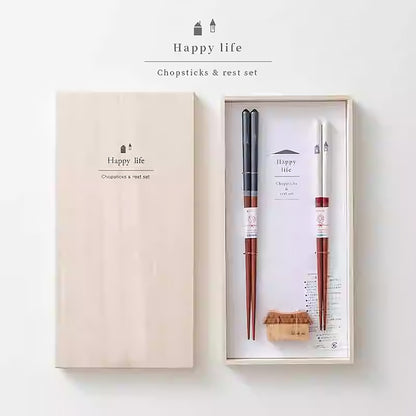 Baguettes en bois naturel Ishida avec Thème “Happy life”