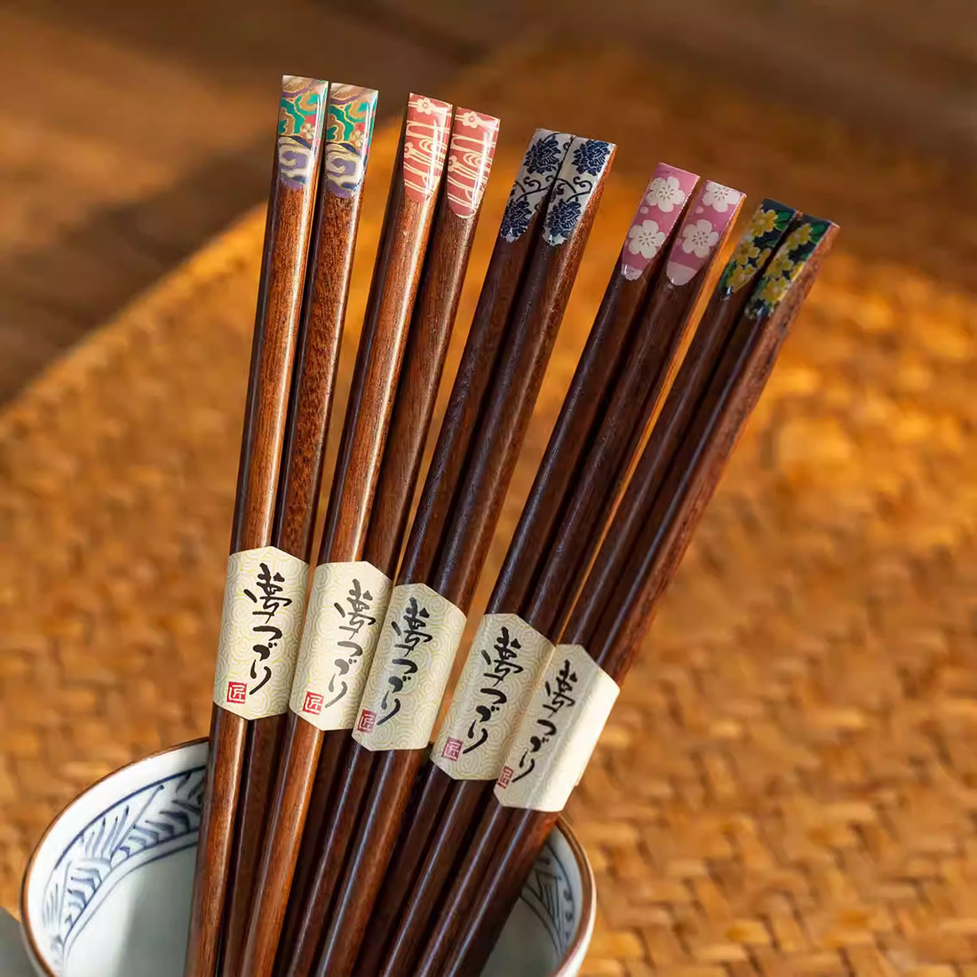 Baguettes Tanaka en bois naturel pointe fine