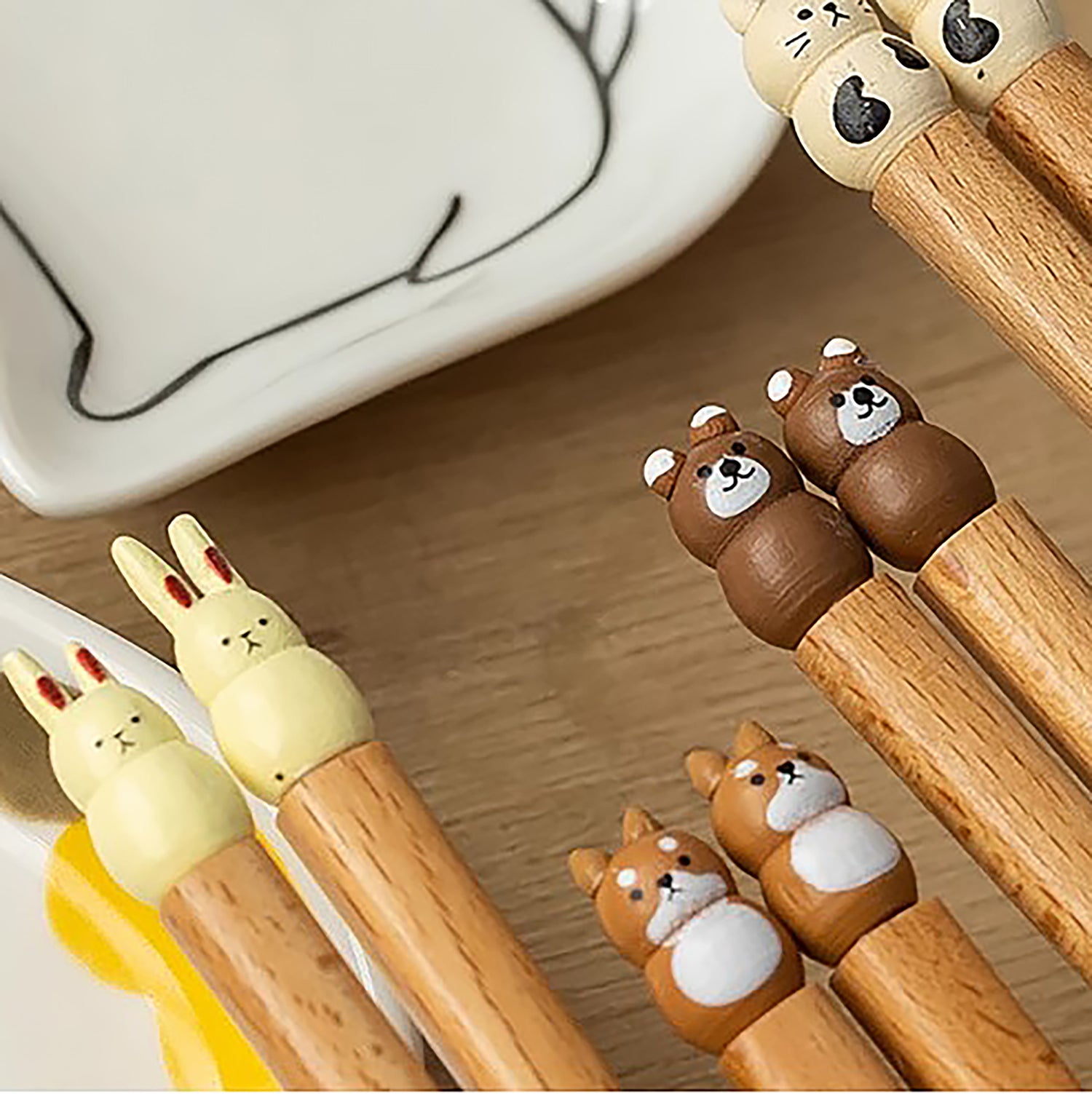 Coffret de baguettes en bois avec coupelle chat
