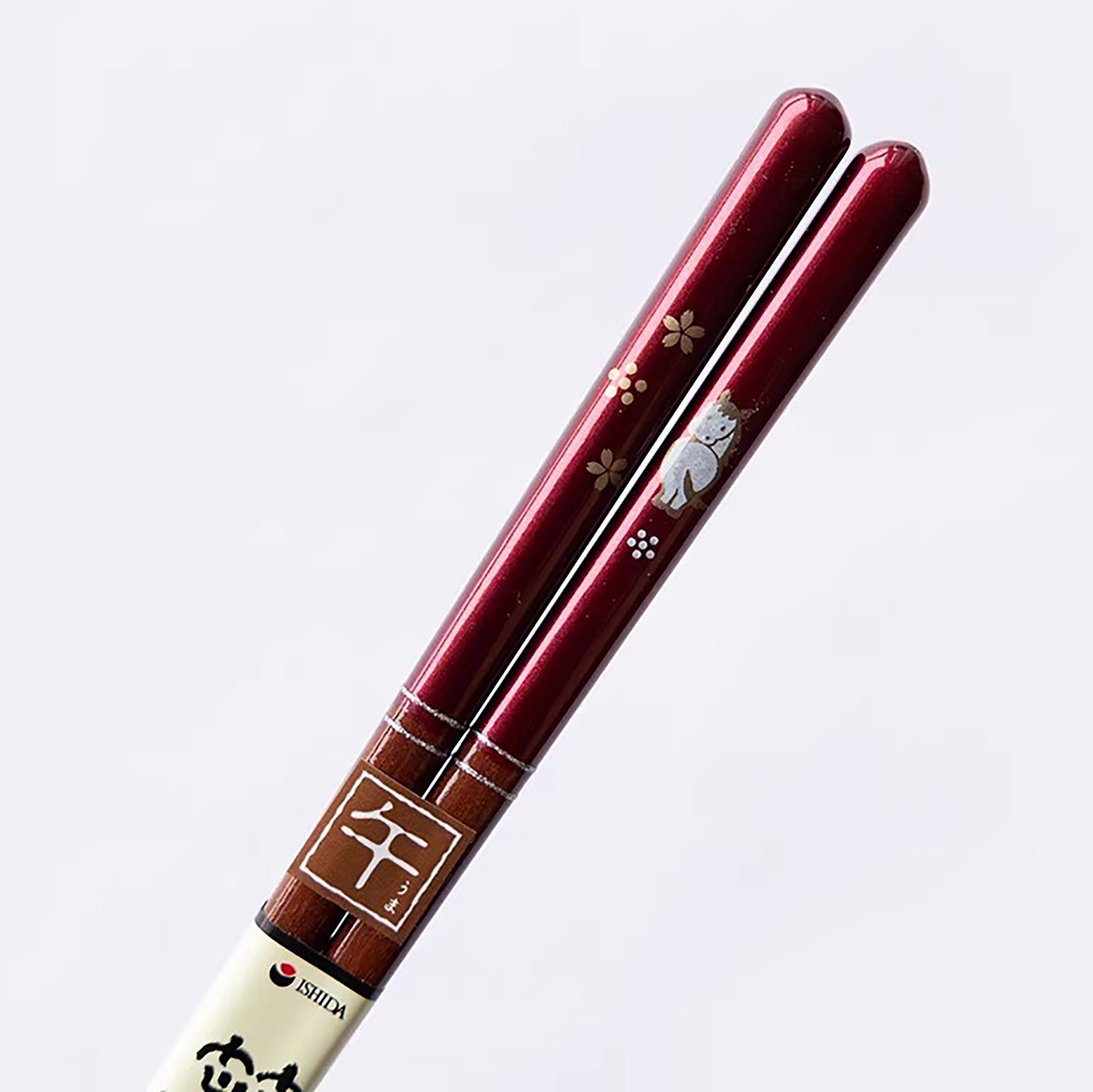 Baguettes japonaises en bois naturel rouge nacré motif zodiac
