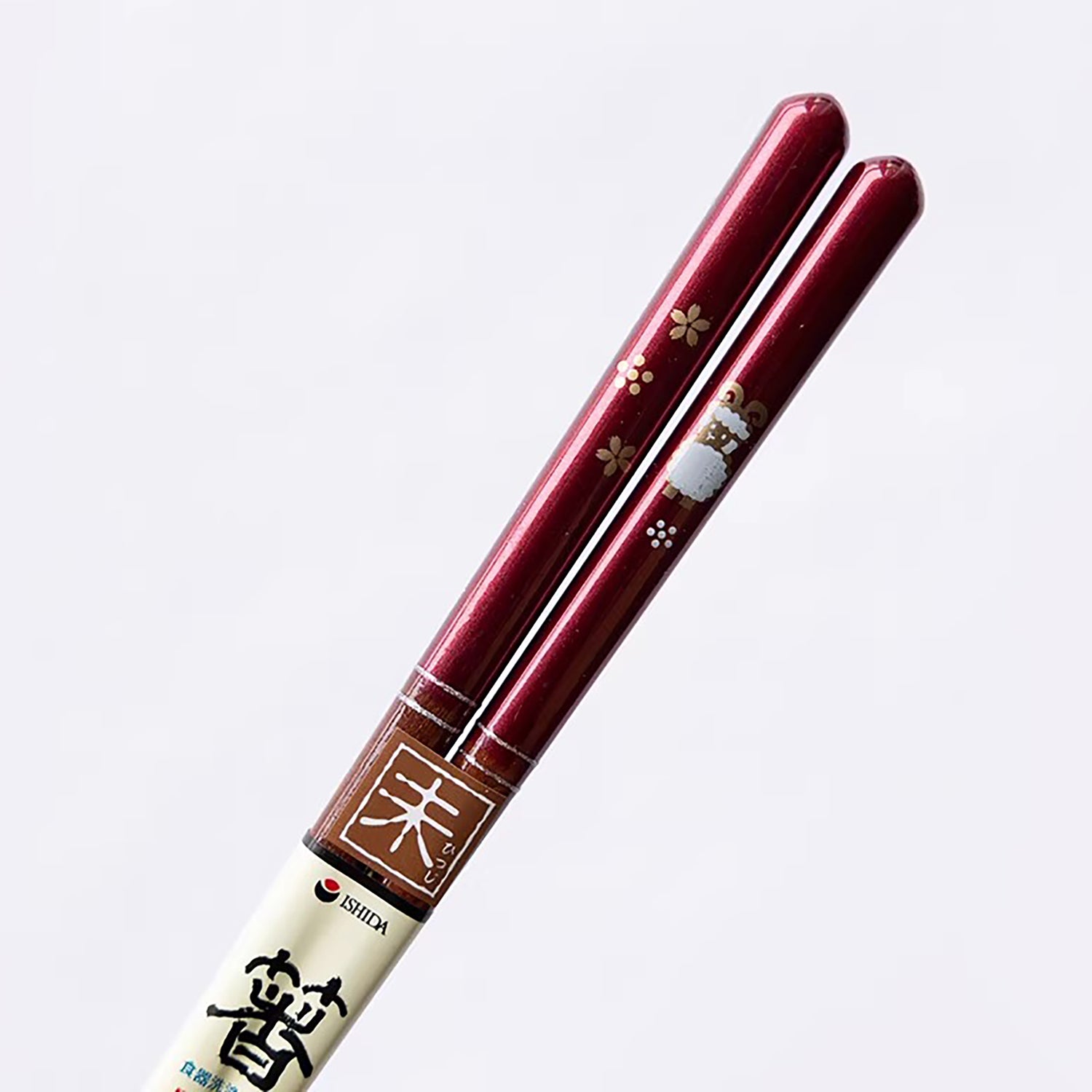 Baguettes japonaises en bois naturel rouge nacré motif zodiac