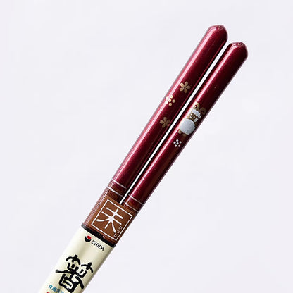 Baguettes japonaises en bois naturel rouge nacré motif zodiac