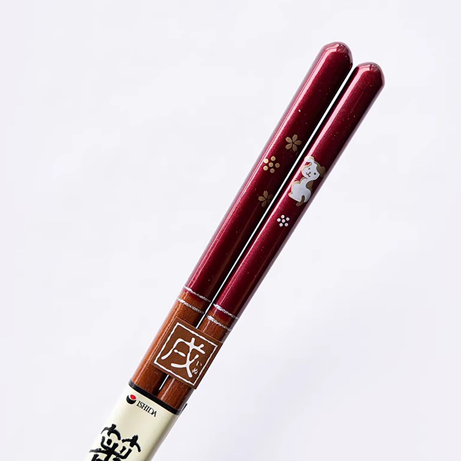 Baguettes japonaises en bois naturel rouge nacré motif zodiac