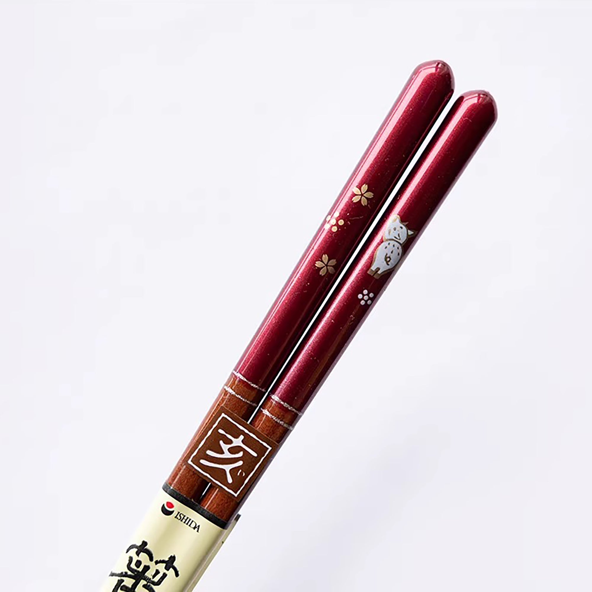 Baguettes japonaises en bois naturel rouge nacré motif zodiac