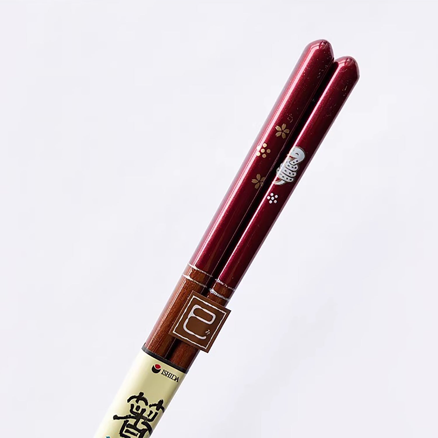 Baguettes japonaises en bois naturel rouge nacré motif zodiac