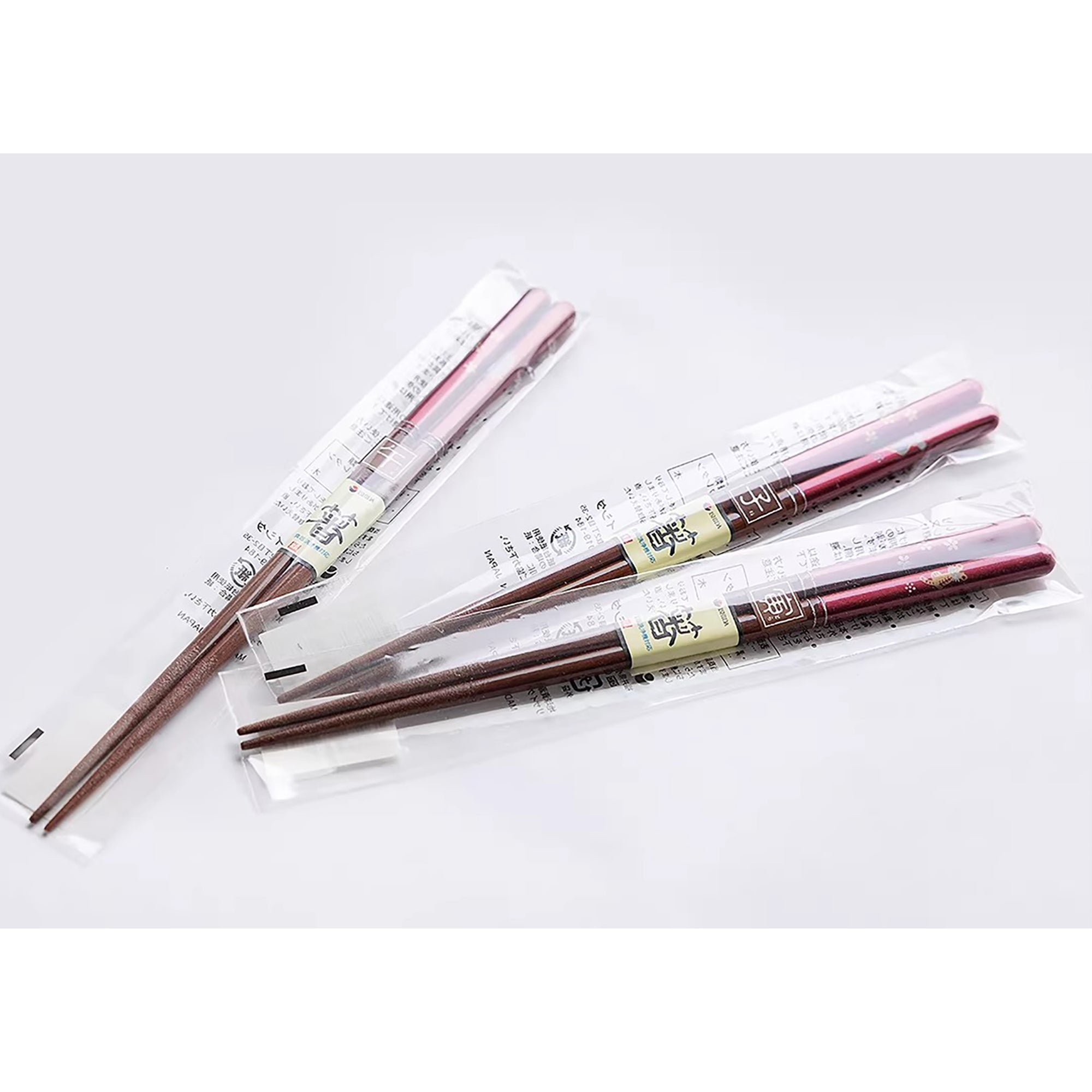 Baguettes japonaises en bois naturel rouge nacré motif zodiac