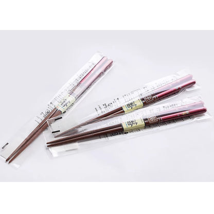 Baguettes japonaises en bois naturel rouge nacré motif zodiac