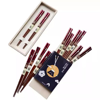 Baguettes japonaises en bois naturel rouge nacré motif zodiac
