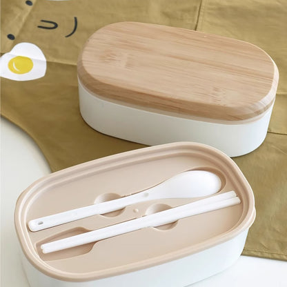 Boîte à bento minimaliste avec couvercle en bois