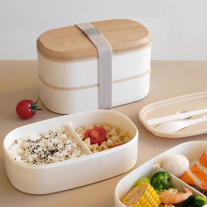 Boîte à bento minimaliste avec couvercle en bois