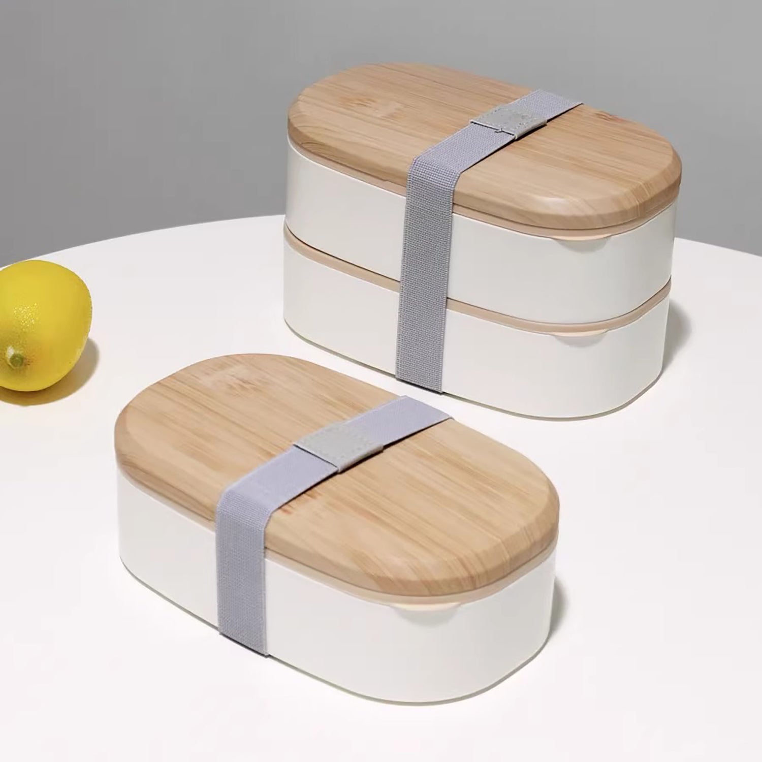 Boîte à bento minimaliste avec couvercle en bois