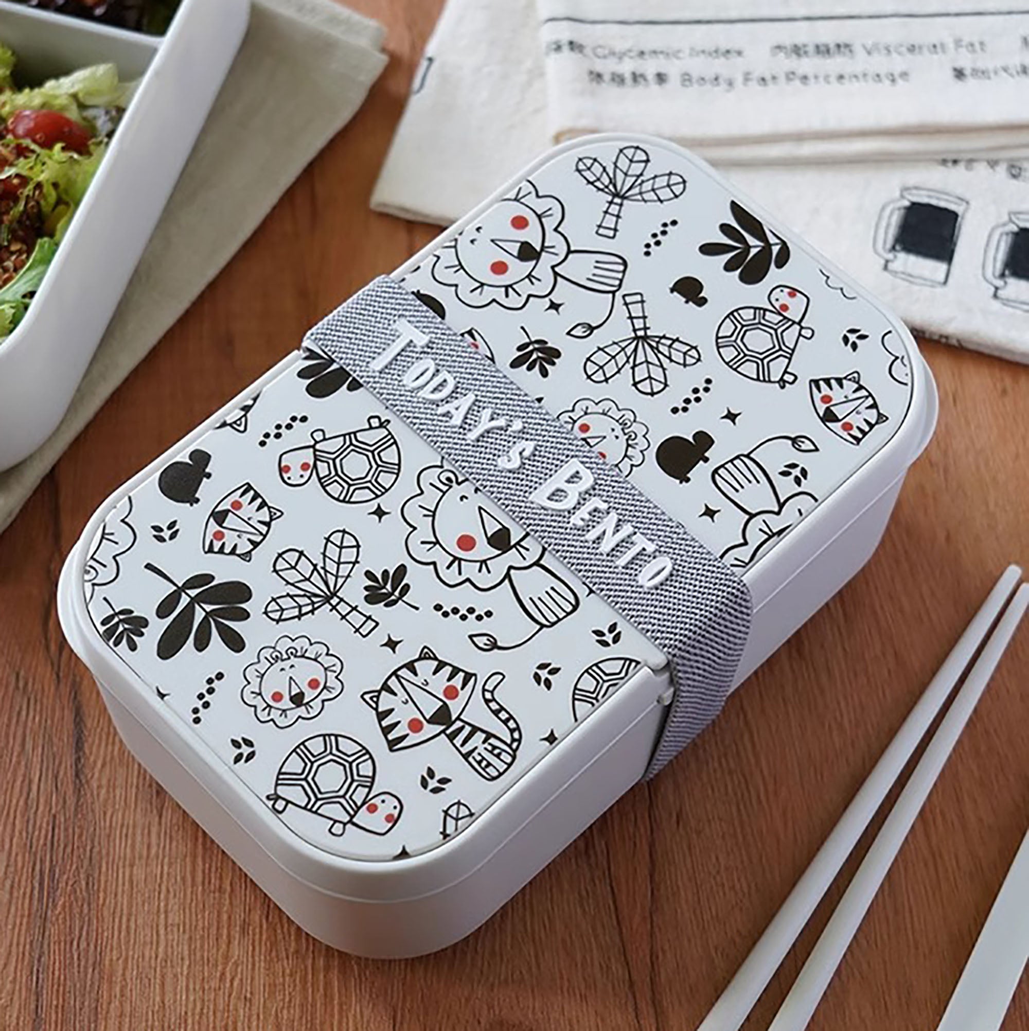 Boîte à Bento avec mignon illustrations