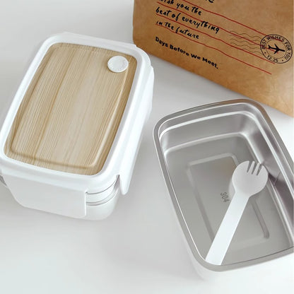 Boîte à bento minimaliste avec intérieur en acier inoxydable